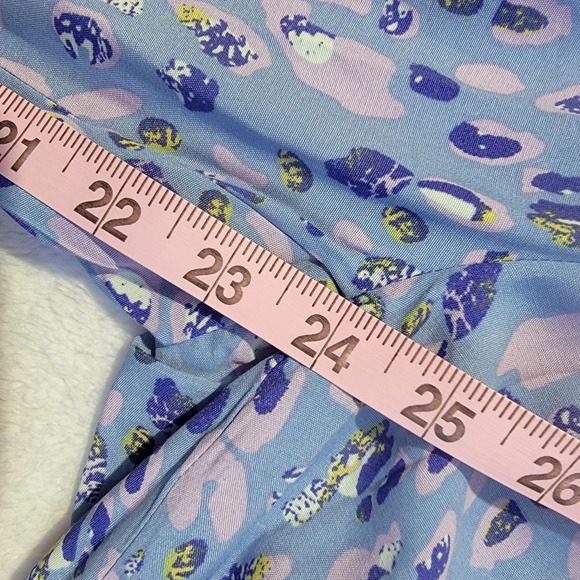 NWT YAS Y.A.S Blue Purple Cropped Jumpsuit Wide Leg Knot Front Zip Back Size 4 - Picture 13 of 14